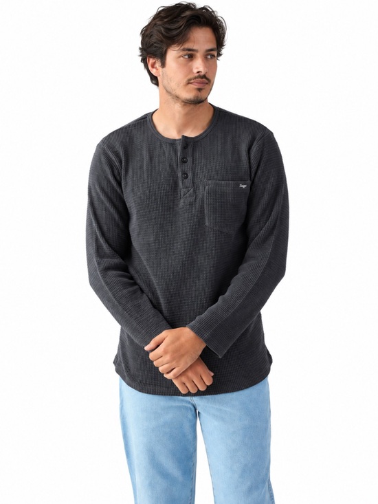 Seager Other - Seager Long Sleeve Henley Waffle Knit Shirt - Charcoal
